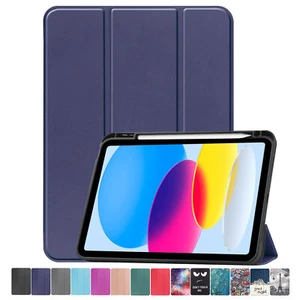 Folio Leather Tri-fold Stand Smart Case Cover Pencil Holder For iPad 10th/A16 - Picture 1 of 138