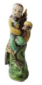 Antike chinesische Porzellan Figur Unsterblich sitzend auf Phönix Vogel - Bild 1 von 9