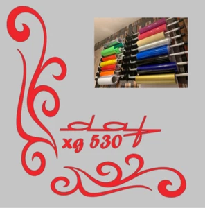 DAF XF XG 530 pegatinas estilo camión cabina ventana pegatinas (par) cualquier color - Imagen 1 de 4