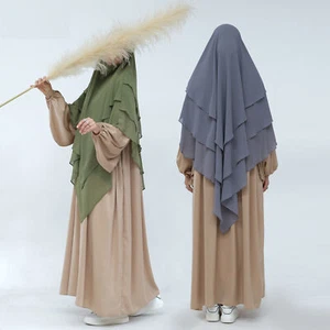 3 Layer Khimar Overhead Prayer Hijab Scarf Muslim Niqab Robe Nikab Abaya Ramadan - Picture 1 of 63