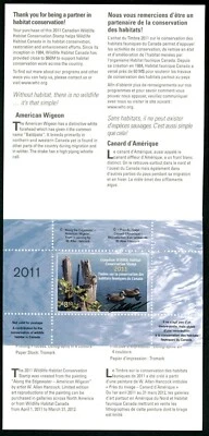 CANADA 2011 DUCK STAMP ARTIST SIGNED IN FOLDER AS ISSUED AMERICAN WIGEON HANCOCK - Image 1 of 3