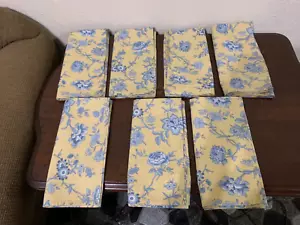 Williams Sonoma Dinner Napkin Floral Yellow Blue 21 x 20" Set Of 7 - Picture 1 of 9
