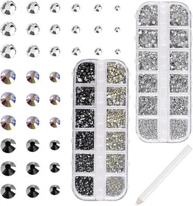 QINLECTRI 3456 Pieces Rhinestones Silver Gems for Clothes Rhinestones for Nails - Picture 1 of 7