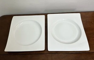 Villeroy & Boch New Wave 2 Salad Dessert Plates Classic Contemporary White NEW - Picture 1 of 8