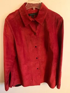 Y2K Sienastudio Womens Large Red Suede Snap Up Unlined Jacket Office Siren - Picture 1 of 9