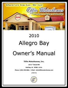 2010 Tiffin Allegro Bay Motorhome Owners Manual: 171 Pages Full Color - Picture 1 of 5