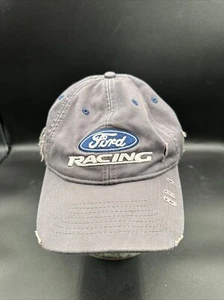 Ford Logo Car Auto Racing Cap Hat Distressed Gray Fabric Officially Licensed - Picture 1 of 12