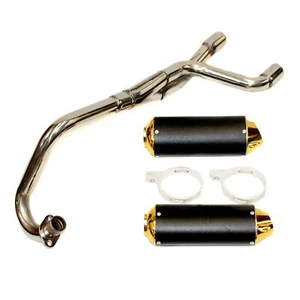 Tubo de escape doble Bigbore + silenciador dorado 125cc 150cc 160cc PIT PRO BICICLETA DE TIERRA - Imagen 1 de 12
