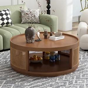 Round Coffee Table Center Cocktail Table Side Table End Table for Living Room US - Picture 1 of 10
