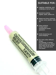 Diamond Paste Compound Polishing Lapidary 600 (M) Grit, 5 Grams (USA MADE) - Picture 1 of 12