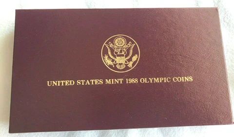 US Mint Empty Presentation Box for 1988 Commemoratives; NO COINS Cover