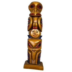 Vintage handbemalte Alaska Totempfahl Figur 7" von Rabe Holzschnitzerei - Bild 1 von 10