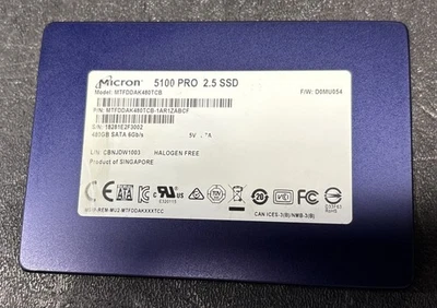 Micron 5100 PRO MTFDDAK480TCB 480GB 2.5” SATA 6Gb/s SSD - Image 1 of 3