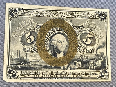 Antique 5 FIVE CENTS SECOND ISSUE FRACTIONAL CURRENCY NOTE L - Image 1 of 4