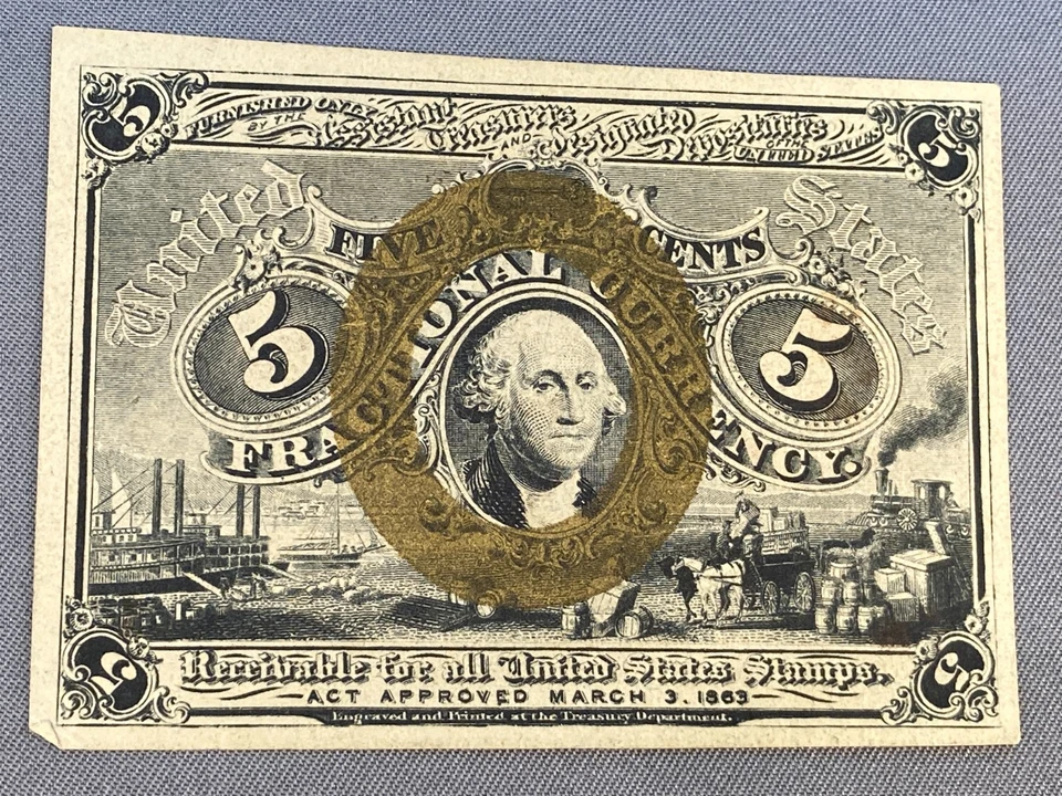 Antique 5 FIVE CENTS SECOND ISSUE FRACTIONAL CURRENCY NOTE L - Image 1 of 4