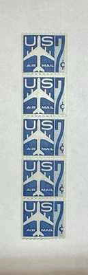 EE. UU. #C52 1958 7c azul Jet Silhouette bobina vertical str/5 agujeros pequeños, MNH; $37,50 SCV Foto 1 de 4