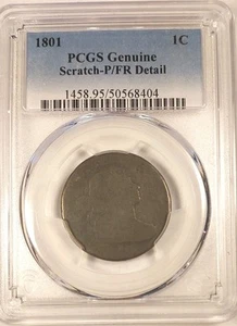 1801 Draped Bust Large Cent, PCGS Poor/Fair details - Lowball - Picture 1 of 6