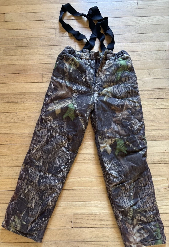 Cabelas Youth LG Insulated Camo Hunting Pants Sm Women Suspenders Leg Zippers - Image 1 of 4