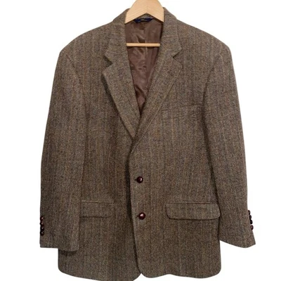 Brooks Brothers Blazer Mens 46R Harris Tweed Pure Wool Sport Coat Vtg Old Money - Image 1 of 4
