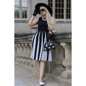 Vestido Dolly & Dotty Judith Rock & Roll Negro Blanco Lunares - Años 50 Australia - Imagen 1 de 9