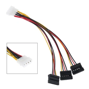 4Pin IDE To 3 SATA Power Splitter Extension Cable Connectors Computer Plugin'AA - Photo 1/10