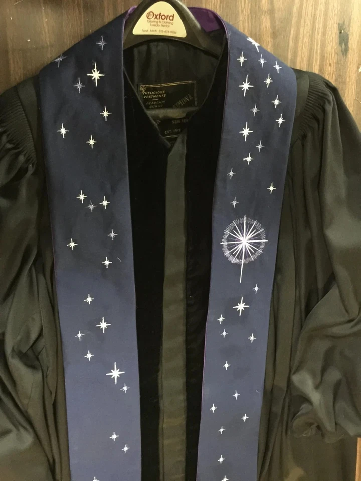 Advent Clergy Stole with Nativity Star and night sky. Embroidery - Image 1 of 3