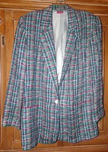Vintage Claude Blazer Womens 90s Green Size L Glam Rock  Academia Preppy - Picture 1 of 3