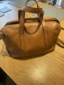 FOSSIL 1954 'Sydney' Light Tan REAL LEATHER Crossbody SATCHEL Tote Bag Small - Picture 1 of 14