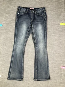 Jeans True Luck donna 7/8 blu bootcut elasticizzato ricamato tasche strass - Foto 1 di 15