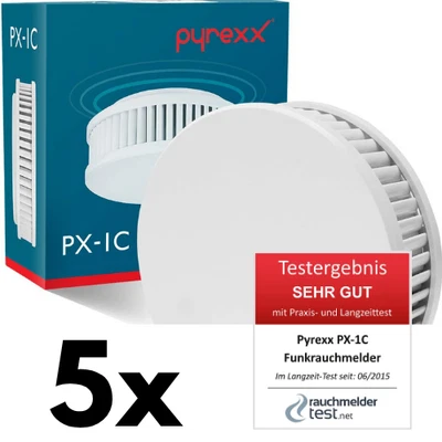 Pyrexx PX-1C Funk-Rauchmelder - 5er Set | 10 Jahre Batterie | Magnetpad | VdS - Bild 1 von 4