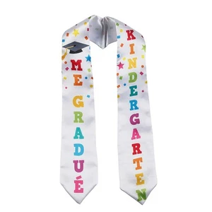 Fun Express Kids Rainbow Spanish Preschool Graduation White Satin Stole, 42" - Picture 1 of 2