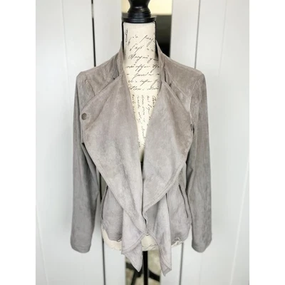 INC International Concepts Gray Faux Suede Open Front Moto Jacket Size Large - Image 1 of 4