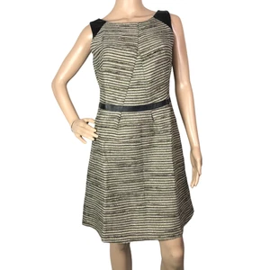 M&S Limited Collection Skater Dress Size 10 Back Cut Out Faux Leather Trim Smart - Picture 1 of 11