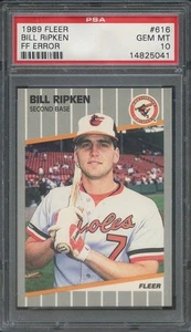 1989 FLEER # 616 BILL RIPKEN F*CK FACE ERROR PSA 10 GEM MT - Picture 1 of 1
