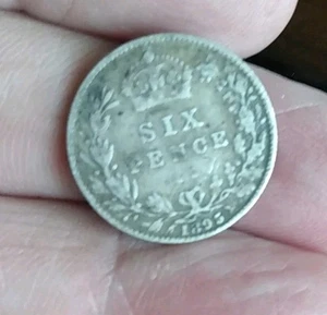 Silver 1895 Six Pence  Coin Great Britain 6 Pence Europe WEDDING GIFT - Picture 1 of 2