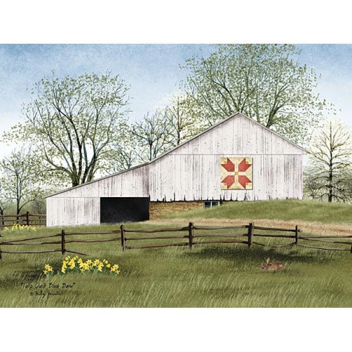 Billy Jacobs Tulip Quilt Block barn Art Print 16 x 12 - Image 1 of 1