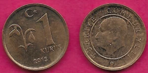 TURKEY 1 KURUS 2013 XF SNOWDROP FLOWER PLANT,CRESCENT AND STAR(National Emblem) - Picture 1 of 1