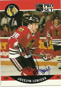 1990 NHL Pro Set JOCELYN LEMIEUX Signed Card autograph BLACKHAWKS BLUES - Picture 1 of 1