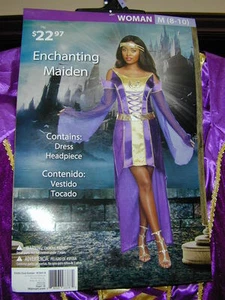 HALLOWEEN COSTUME Enchanting Maiden Princess Women M 8-10 Purple Dress Headpiece - Picture 1 of 10