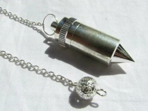 Silver Plated Brass Metal Healing Pendulum Bullet Chambers Healing Dowsing. - Picture 1 of 4