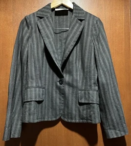 Valentino Roma Gray Metallic Pinstripe Fitted One Button Blazer Jacket Sz 46/10 - Picture 1 of 7