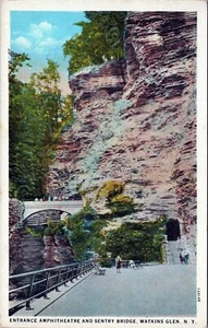 Amphitheatre Sentry Bridge Watkins Glen New York Postcard Unposted - Picture 1 of 2