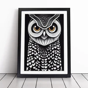 A Fearless Owl Framed Canvas Wall Art Print Poster Picture, Home Decor - Picture 1 of 8