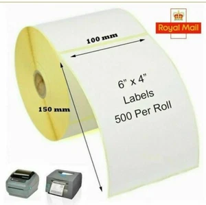 2x Thermal Shipping Labels 1000 Roll 4x6 UK Royal Mail Click & Drop 2 Rolls - Picture 1 of 1