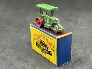Matchbox No. 1A Road Roller v rare Type 1 Curve Roof w Mint Type A Script Box - Picture 1 of 8