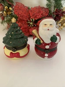 2 VTG Mr. Christmas Tree & Santa Music Boxes Animated Train & Reindeer 4” GUC - Picture 1 of 9