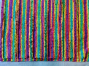 Large hand knitted chunky knit baby blanket. 90cm X 74cm.Colour Multicoloured. - Picture 1 of 4