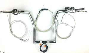 14 X 1.5 " Plug n Play Ape Hanger Chrome Handlebar Kit 02 - 06 Harley Road King - Picture 1 of 4