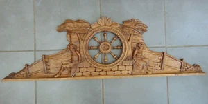 Wooden pediment Breton Brittany  hand carved furniture decoration vintage French - Picture 1 of 8