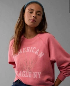 American Eagle Women’s Funday Oversized Sweatshirt Color Coral Size XL - Picture 1 of 5